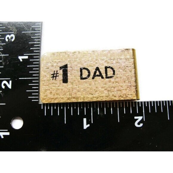 #1 Dad Gold Tone Money Clip Stainless Steel Wallet Credit Card Cash ID Holder - Picture 4 of 6